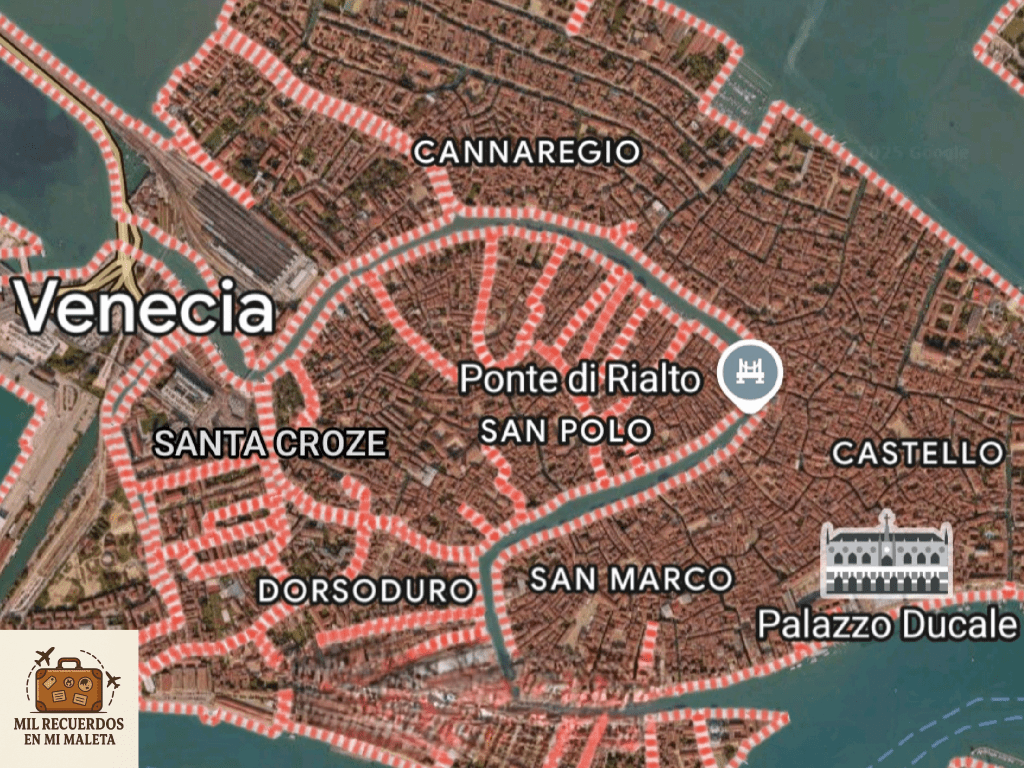Mapa de los sestieri de Venecia