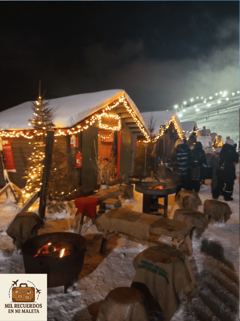 mercado de navidad a pie de pista en Levi, Finlandia